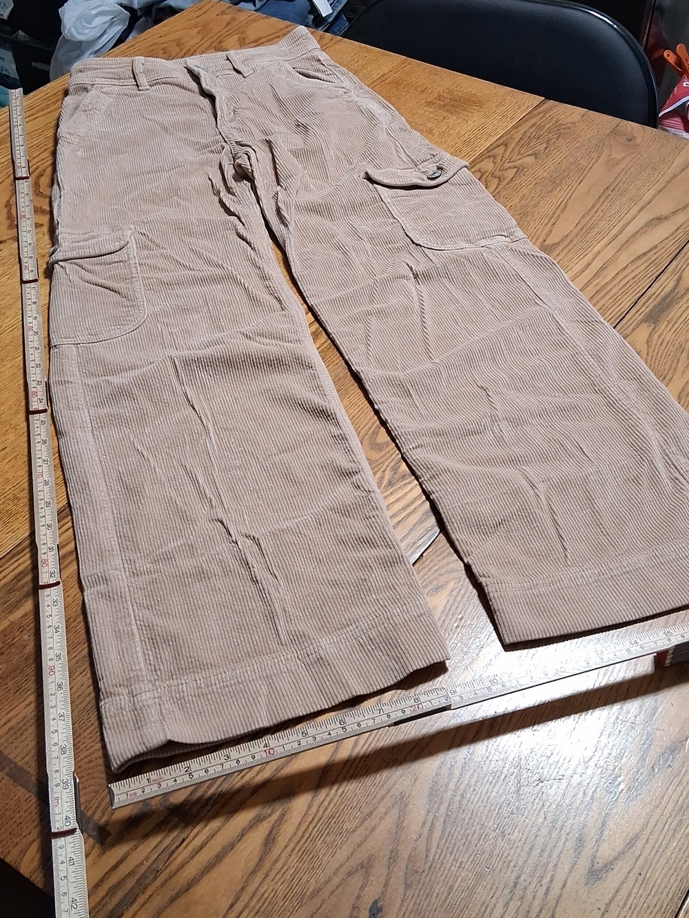 AMERICAN EAGLE Womens Pants Corduroy 000 SHORT TAN BAGGY WIDE LEGS Stretch Used
